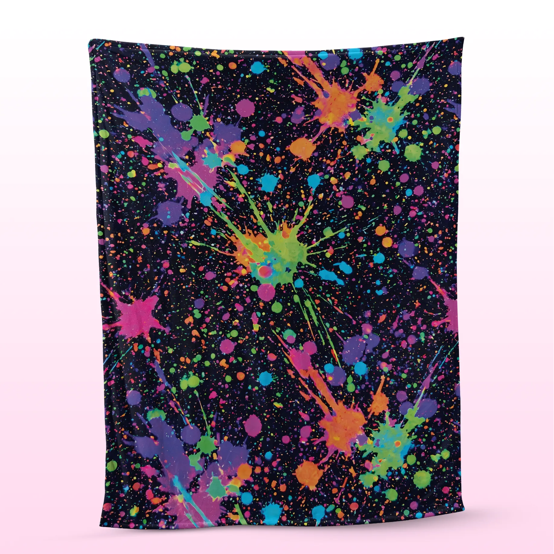 Neon Splatter Sherpa Rave Blanket For Camp Festivals