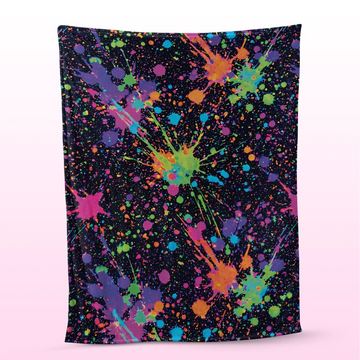 Neon Splatter Sherpa Rave Blanket For Camp Festivals