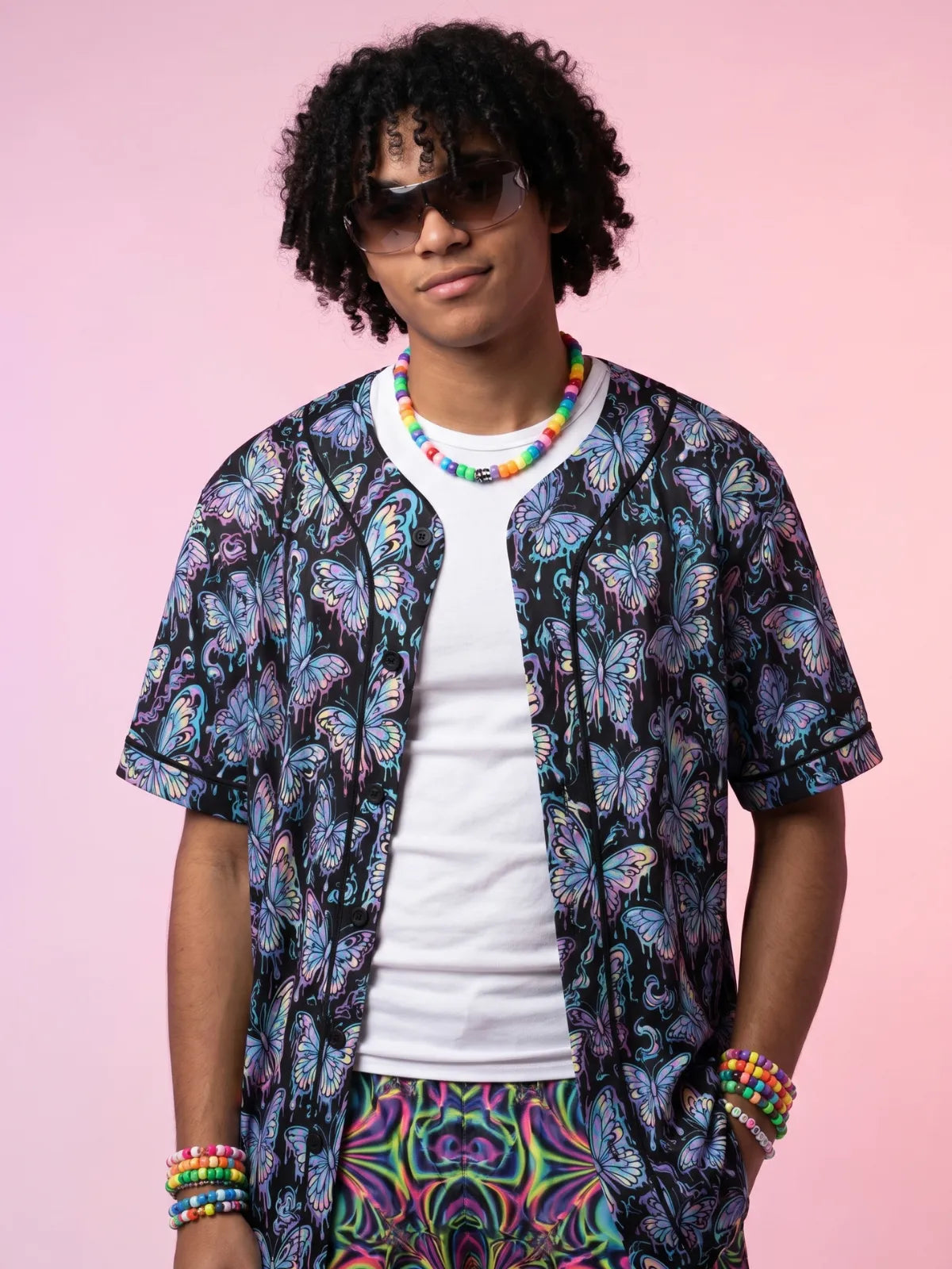 Rave Baseball Jersey Trippy Butterfly Mesh EDM Shirt