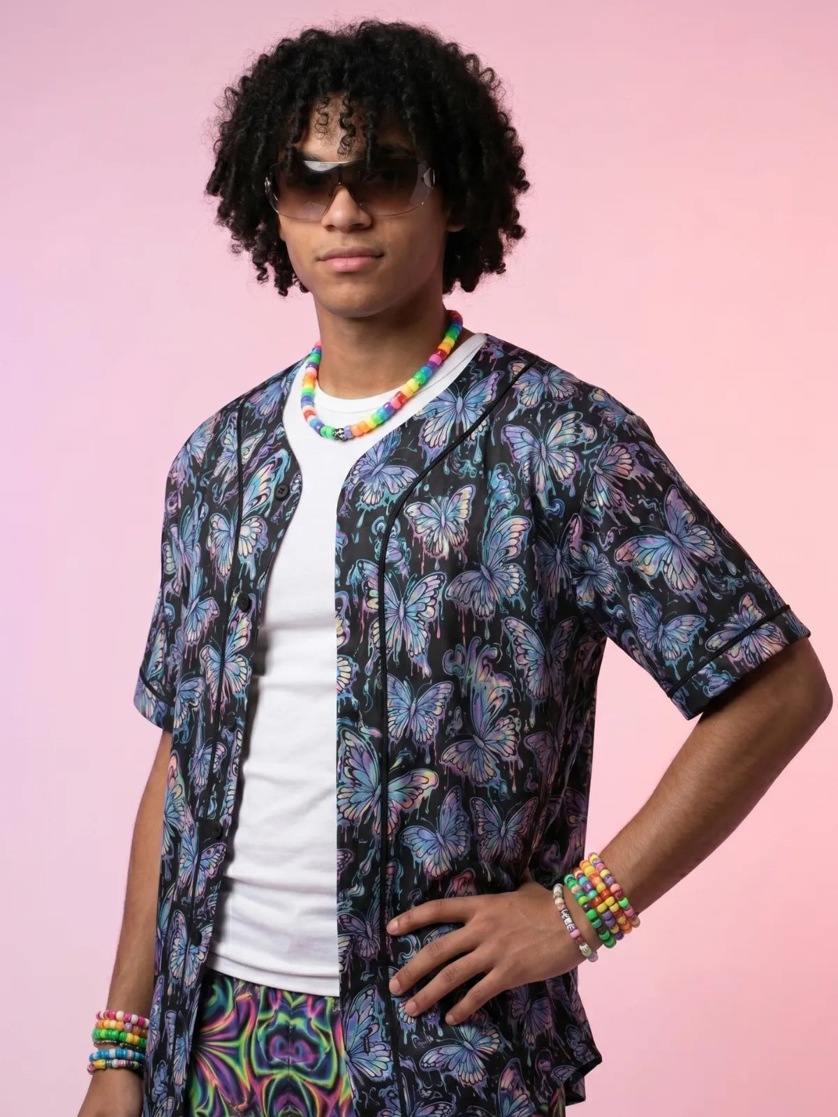 Rave Baseball Jersey Trippy Butterfly Mesh EDM Shirt