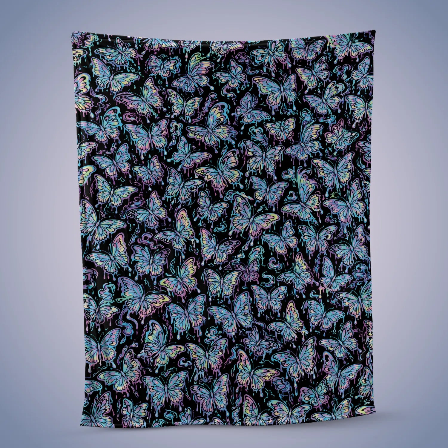 Trippy Butterfly Sherpa Rave Blanket for Festival Camping