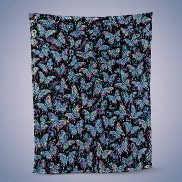 Trippy Butterfly Sherpa Rave Blanket for Festival Camping